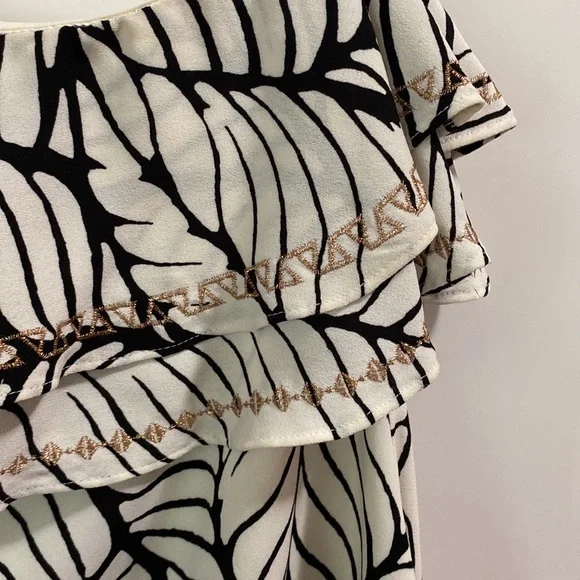 Like new Summer resort tropical palm ruffle one shoulder dress - Picture 5 of 10